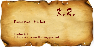Kaincz Rita névjegykártya